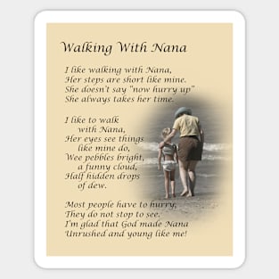 Walking With Nana Poem Sticker